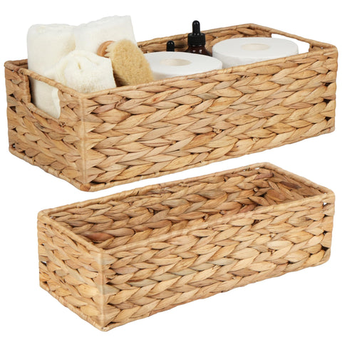 LotFancy nature inspired wicker adds farmhouse charm to shelves or counters