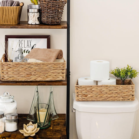 LotFancy toilet basket with built in handles for easy lifting and repositioning