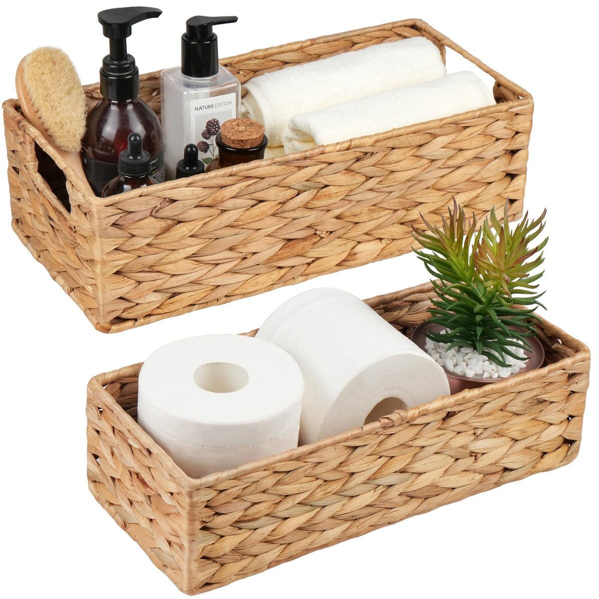 LotFancy water hyacinth toilet basket large neatly holds multiple rolls keeping the bath organized