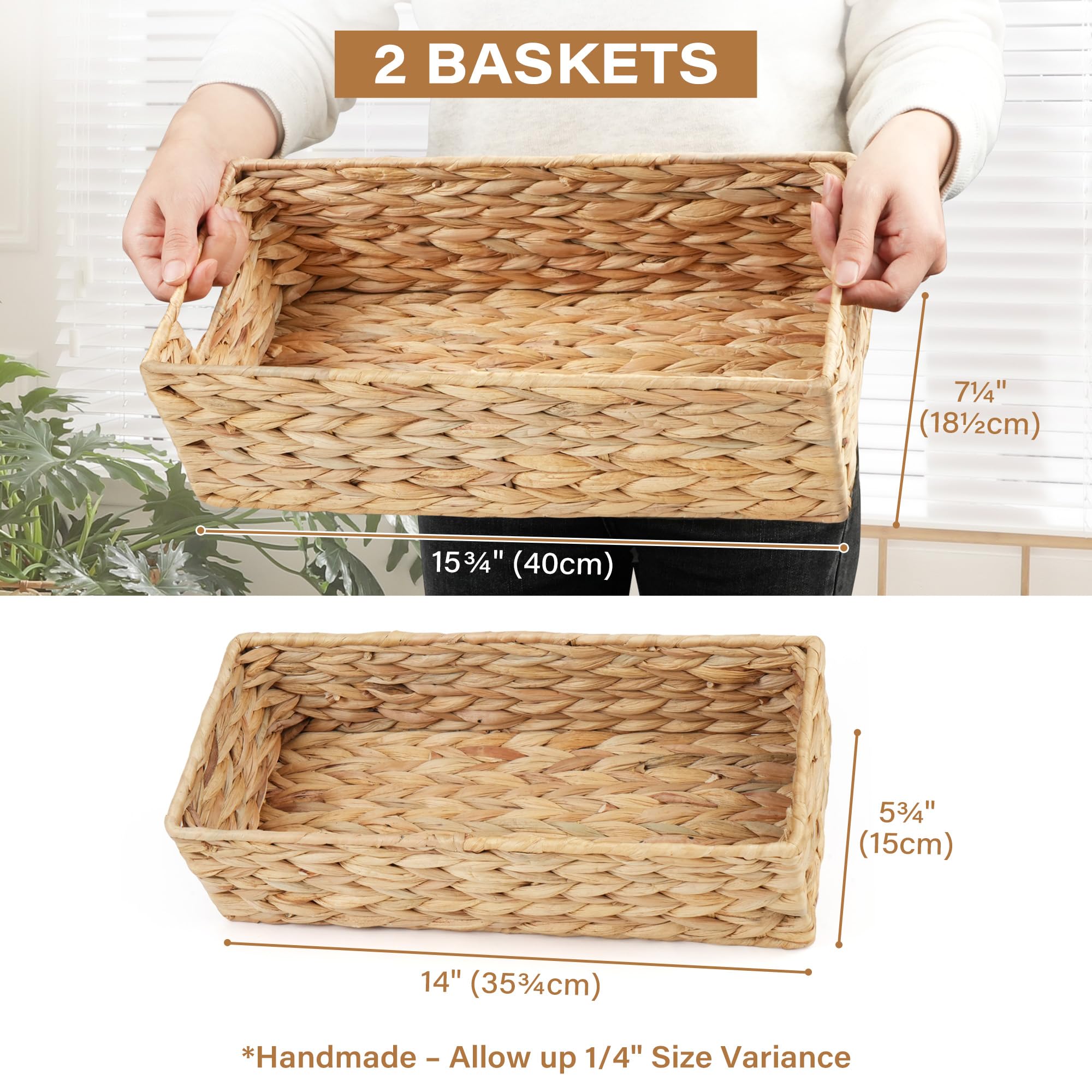 LotFancy water hyacinth toilet basket small fits on compact tanks for essentials