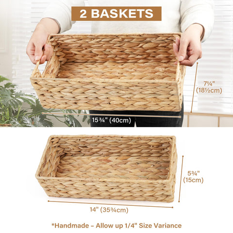 LotFancy water hyacinth toilet basket small fits on compact tanks for essentials