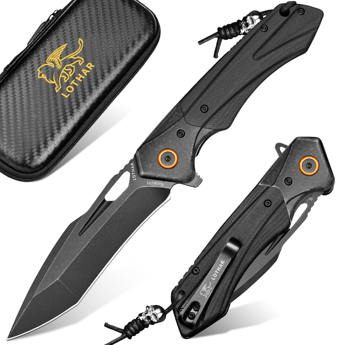 LOTHAR Lich King with 3-5 inch D2 blade showing edge and form for everyday carry