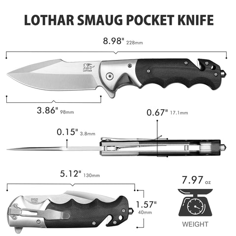 LOTHAR SMAUG knife in everyday carry scenario with clip