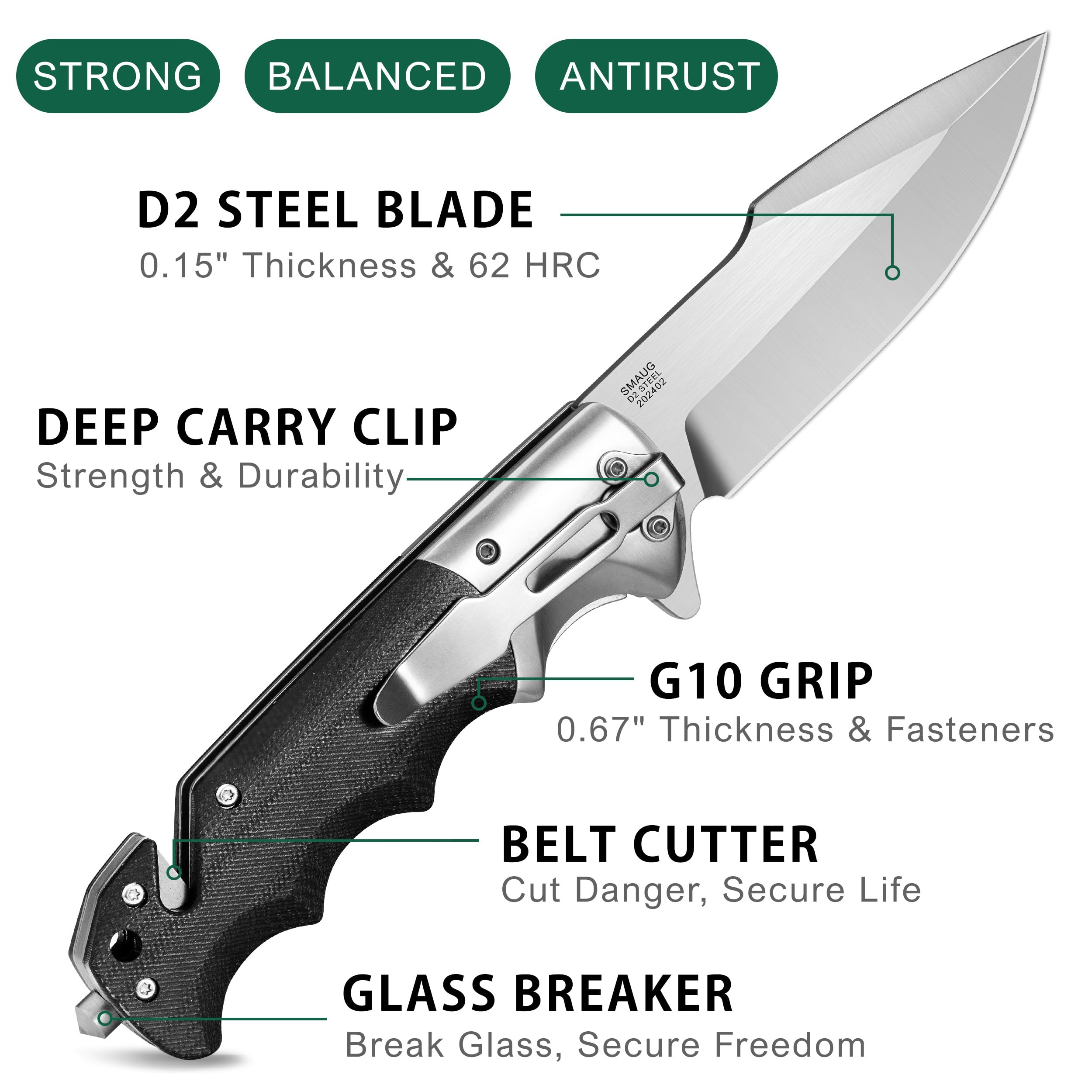 LOTHAR SMAUG knife seatbelt cutter integrated with blade