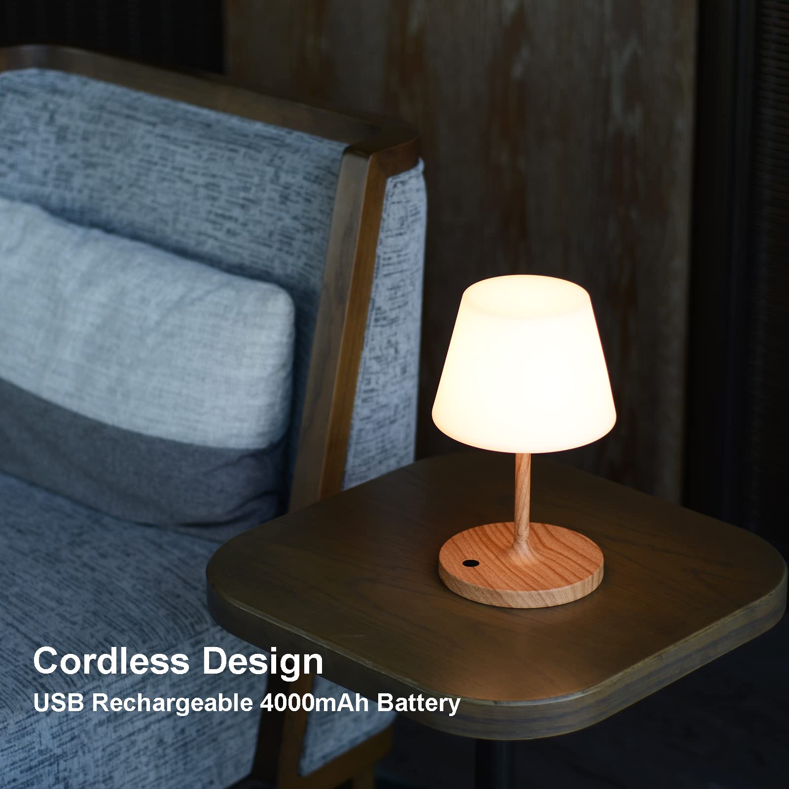 LOTITOL lamp emitting a dimmed 2700K warm glow for intimate ambience.