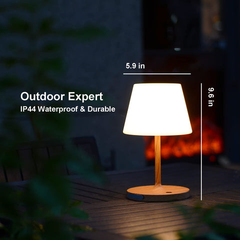 LOTITOL outdoor table lamp side view showing compact cordless design.