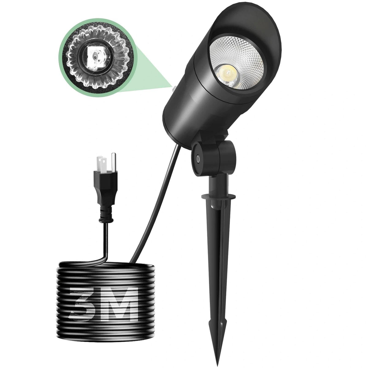 LOTMOS 30W LED spotlight with photocell for dusk-to-dawn outdoor lighting.