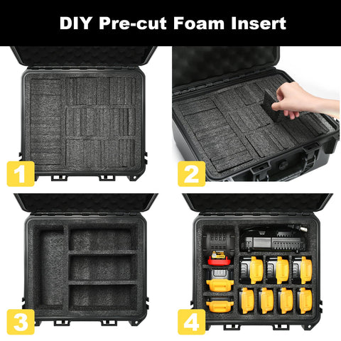 Custom foam insert secures diverse battery shapes in LOTOCASE