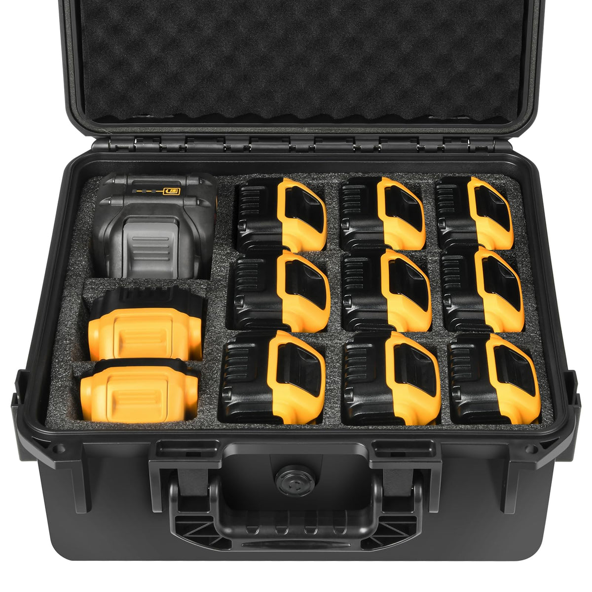 LOTOCASE dewalt battery and charger case with secure foam insert