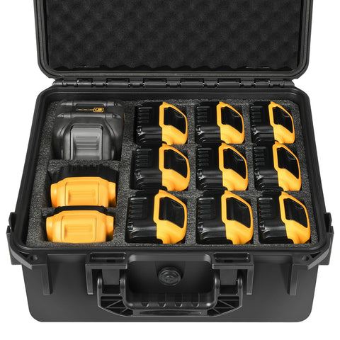 LOTOCASE dewalt battery and charger case with secure foam insert