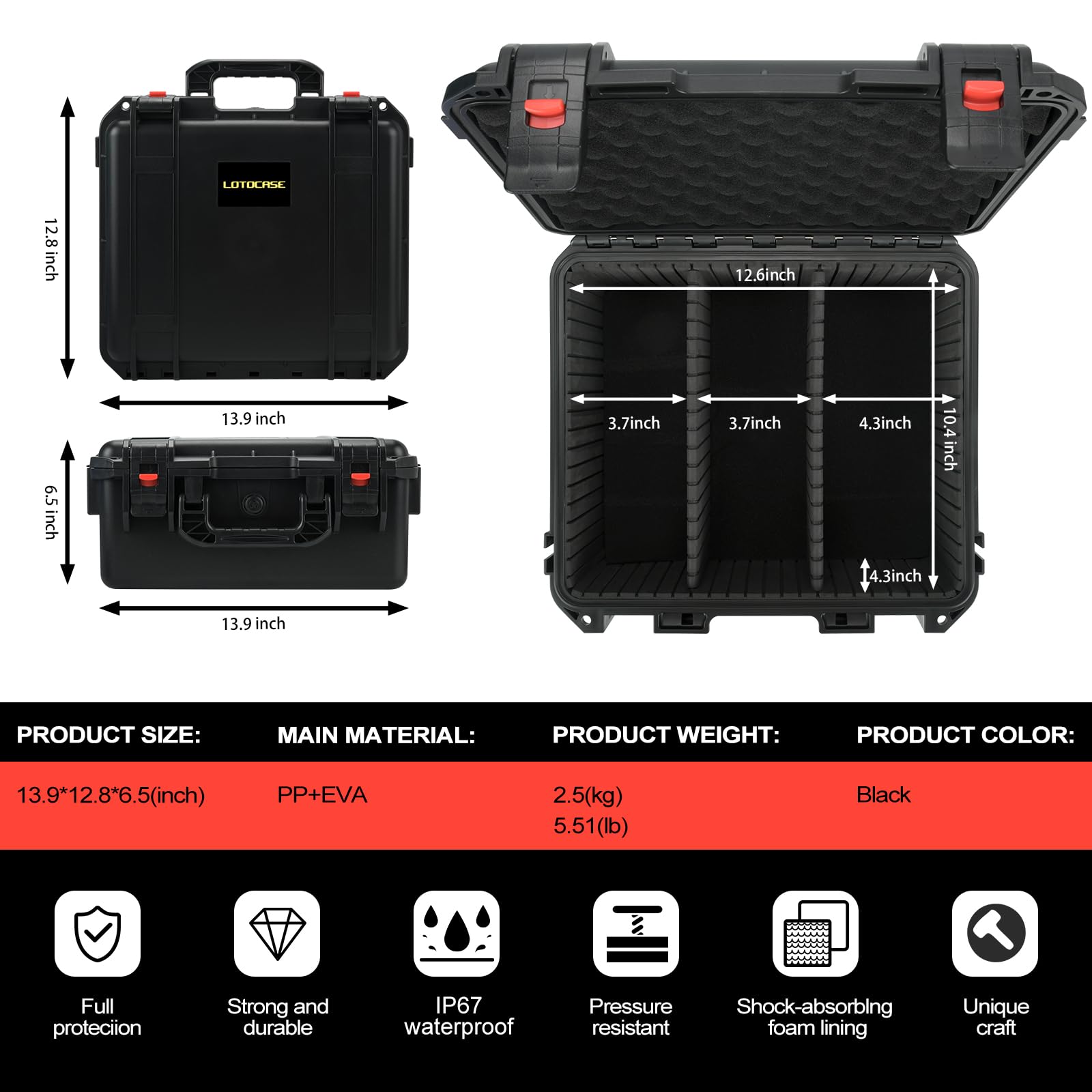 LOTOCASE compatible with Milwaukee, Dewalt, and Makita batteries and chargers.