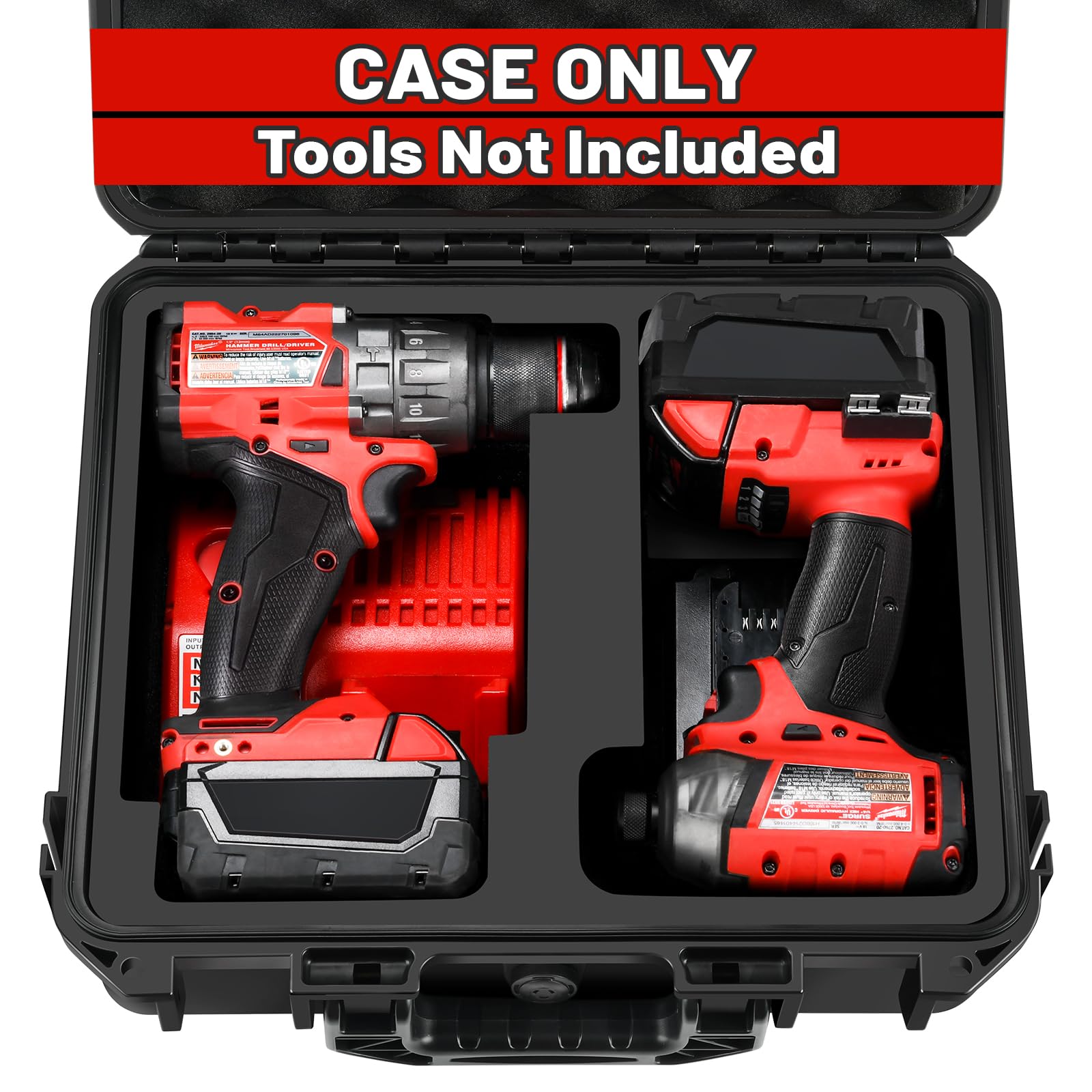 LOTOCASE Milwaukee M18 impact drill case with snug interior for safe transport.