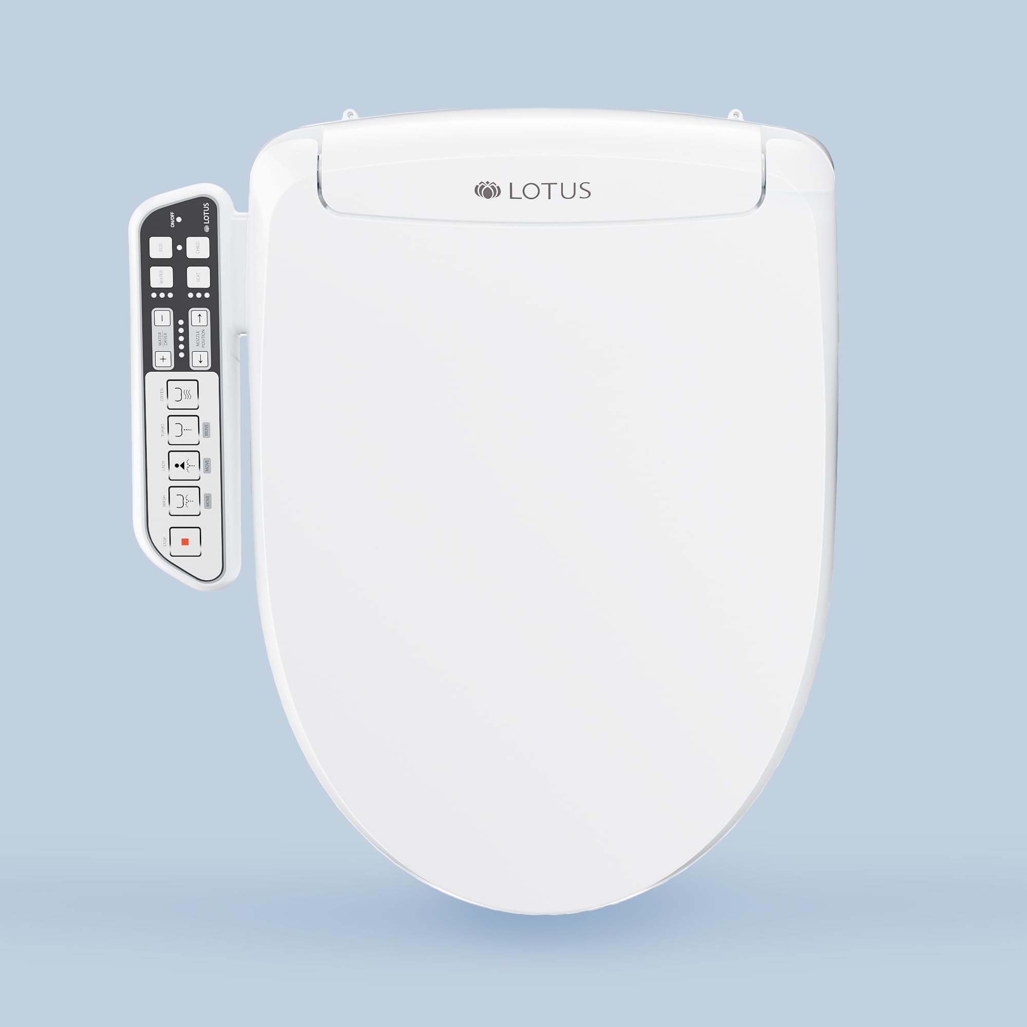 Lotus ATS-500 elongated bidet seat with customizable wash for comfort.