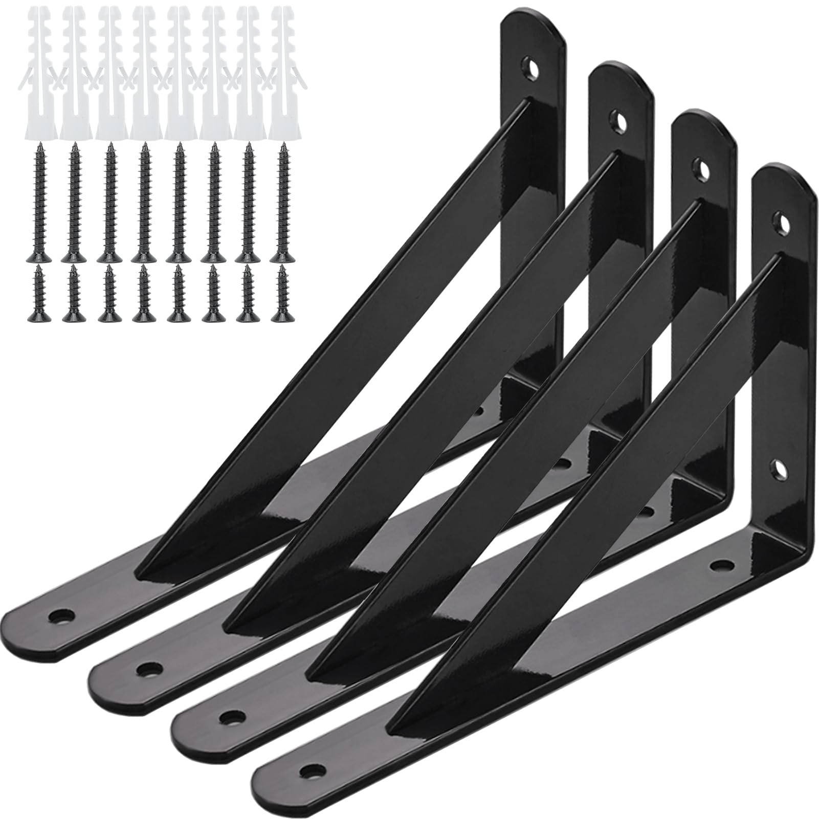 LOUFOGEI heavy-duty brackets with black finish support sturdy floating shelves