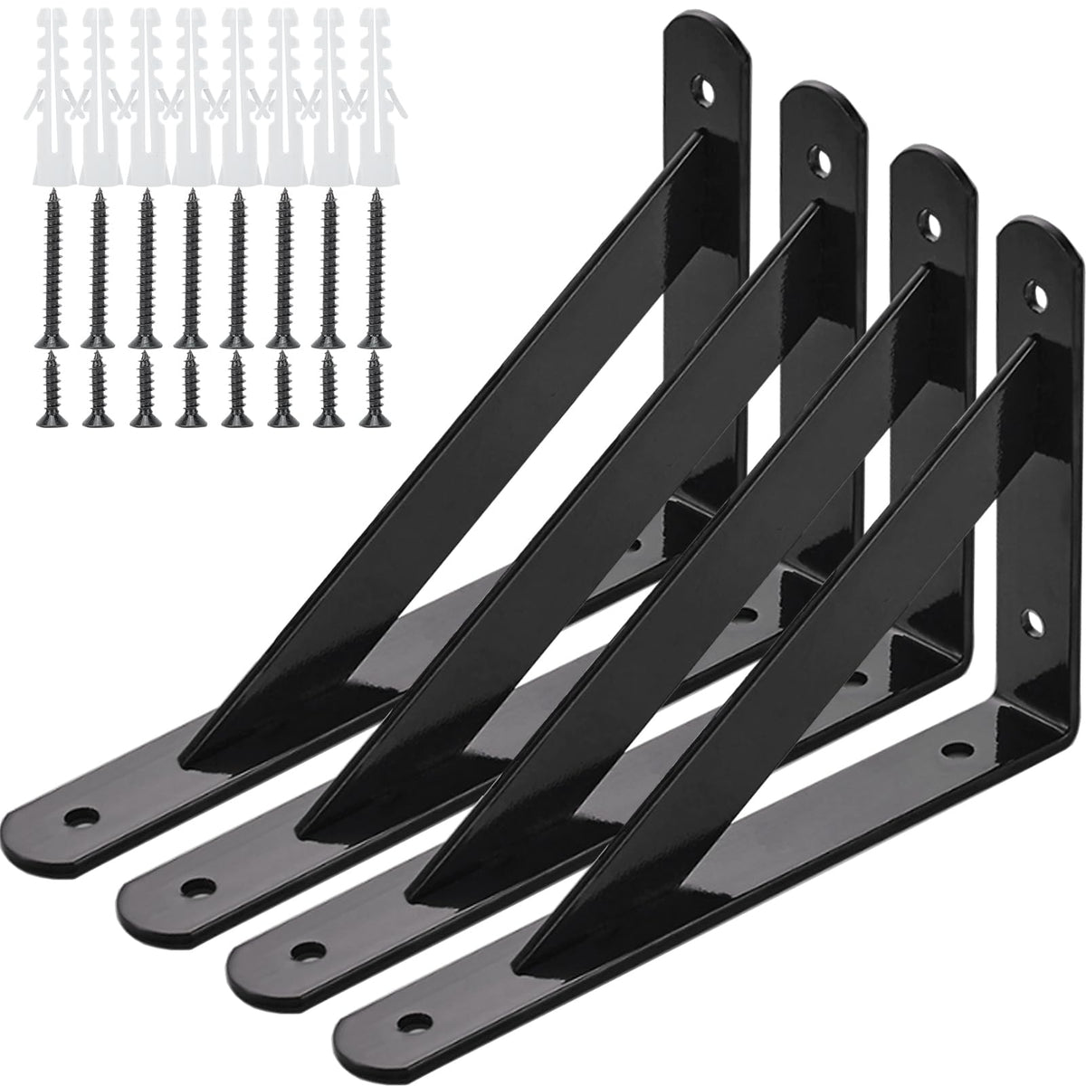 LOUFOGEI heavy-duty brackets with black finish support sturdy floating shelves