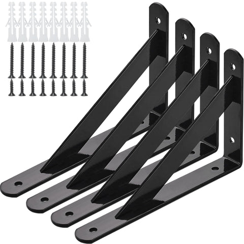 LOUFOGEI heavy-duty brackets with black finish support sturdy floating shelves