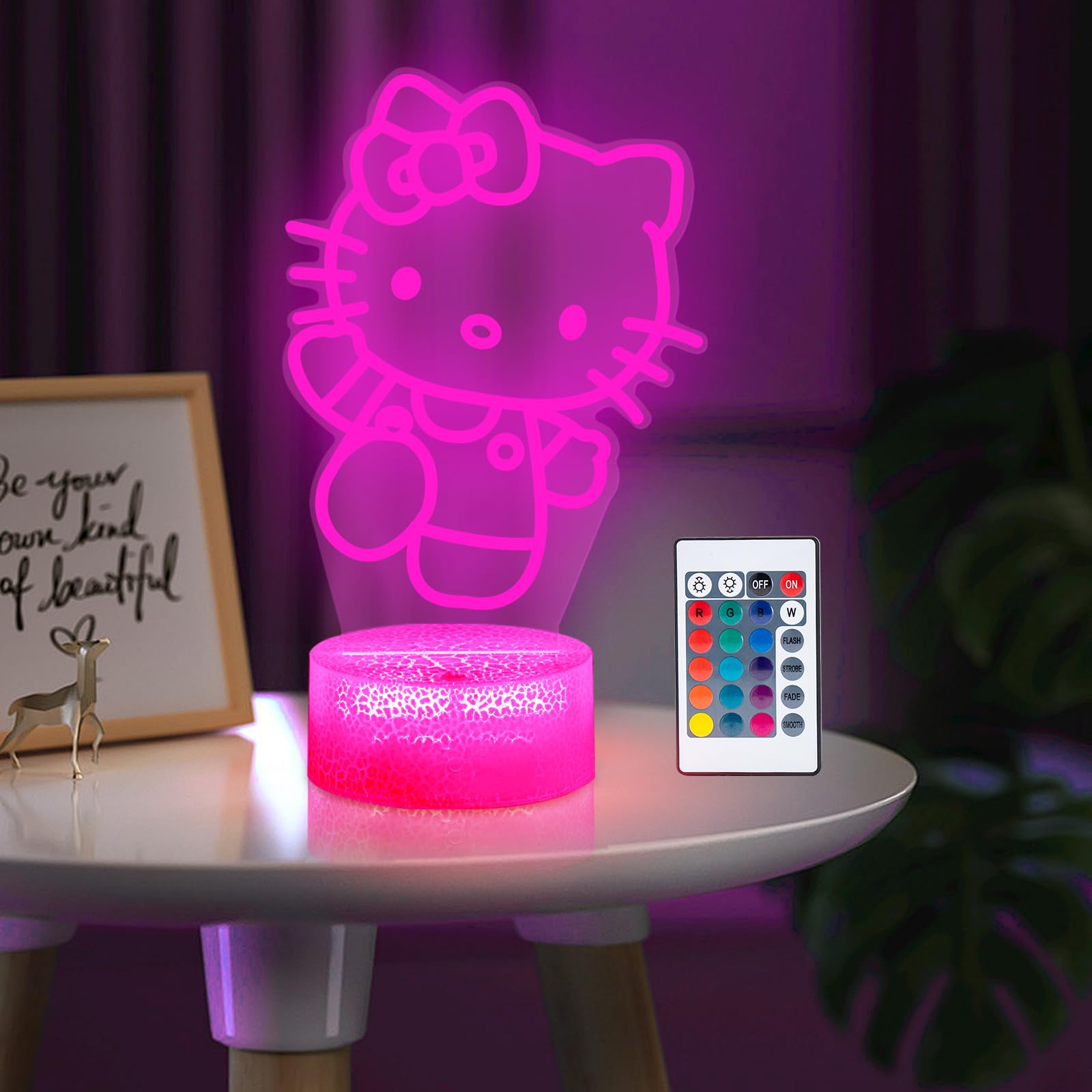 Louhh Kitty Night Light with 3D LED illusion for cozy bedtimes.