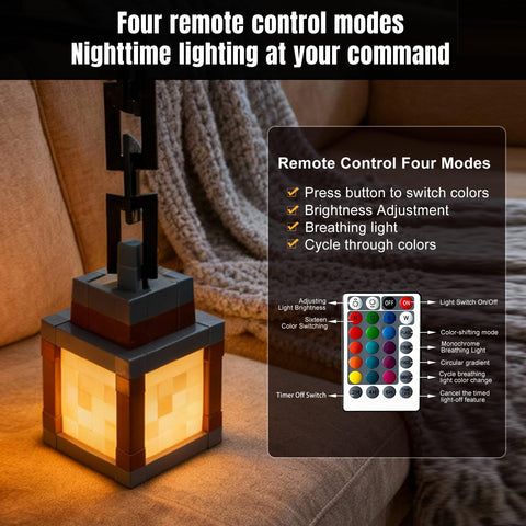 Louhh Pixelated Lantern Night Light USB charging for cordless use