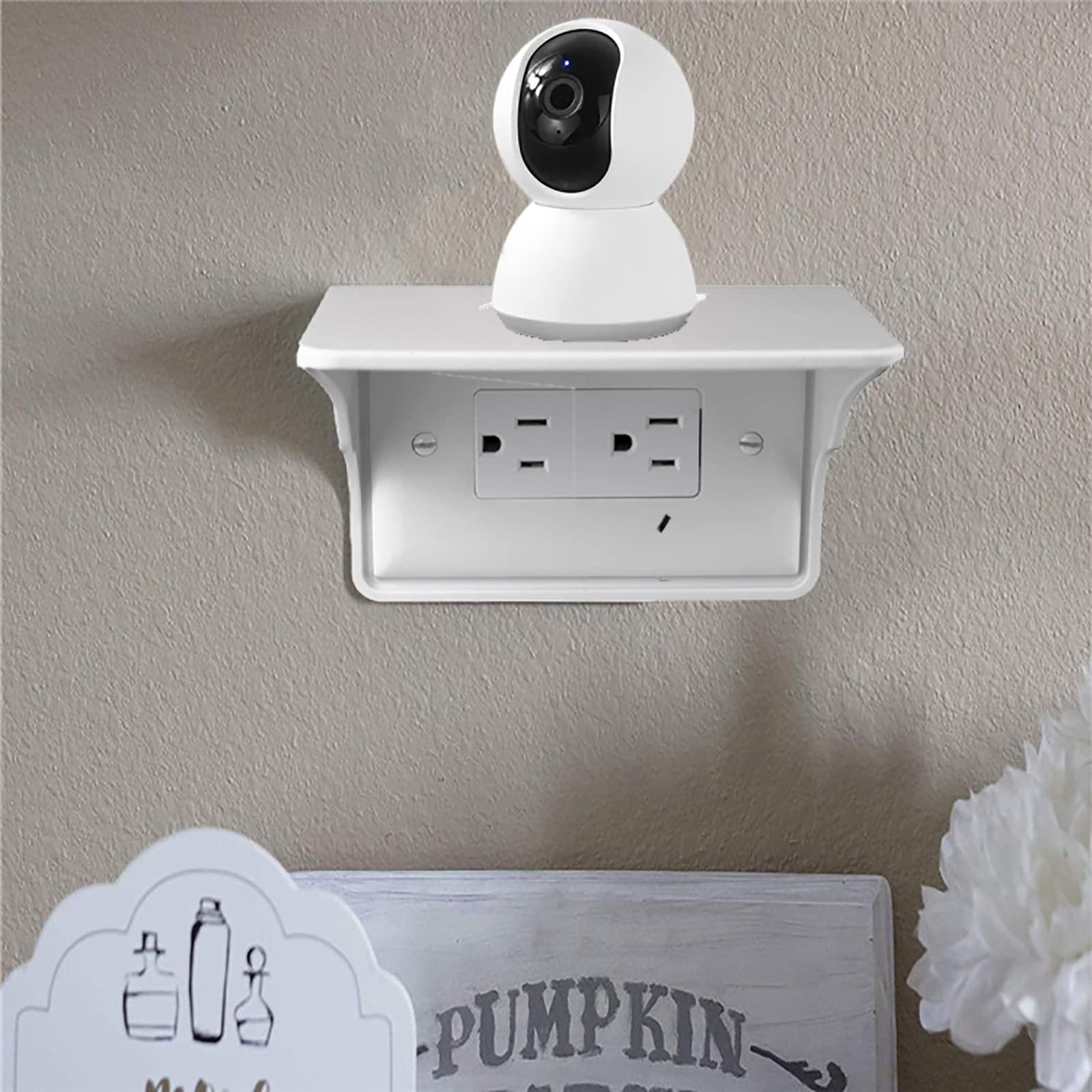 Louis Felt outlet shelf with cord management keeps charging cords tidy and hidden