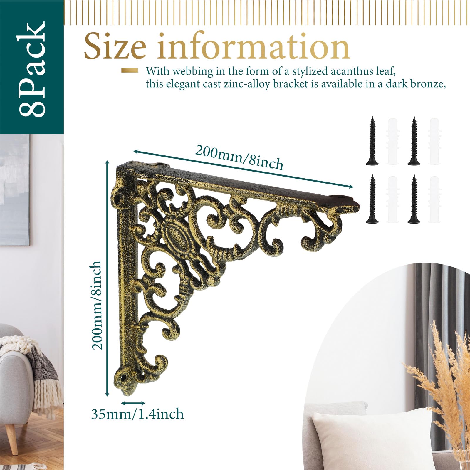 Lounsweer decorative bracket pack 8pcs adds vintage charm and reliable mounting.