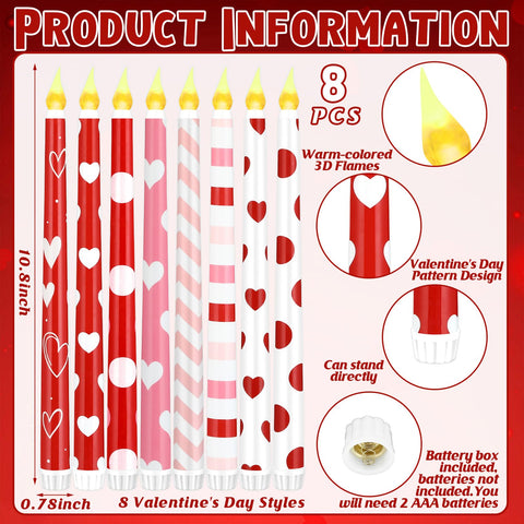 Lounsweer Valentine flameless taper candles for bedroom décor provide ambient, worry-free light.