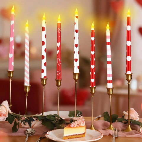 Lounsweer Valentine flameless taper candles for living room décor offer elegant glow.