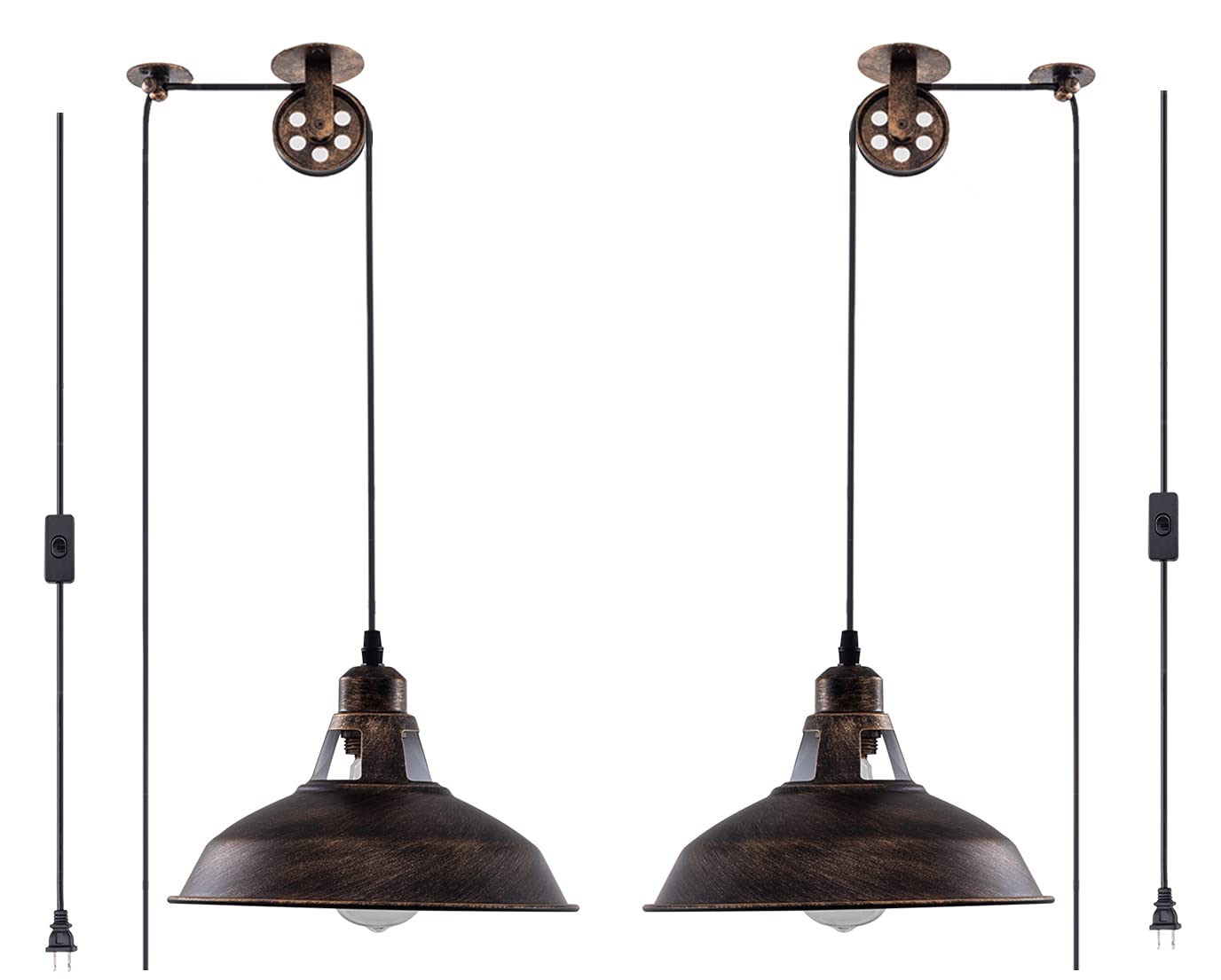 Lovefindahome pulley pendant light aged bronze, ideal for warm dining spaces.