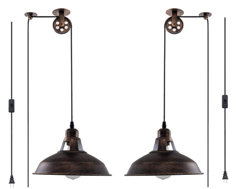 Lovefindahome pulley pendant light aged bronze, ideal for warm dining spaces.