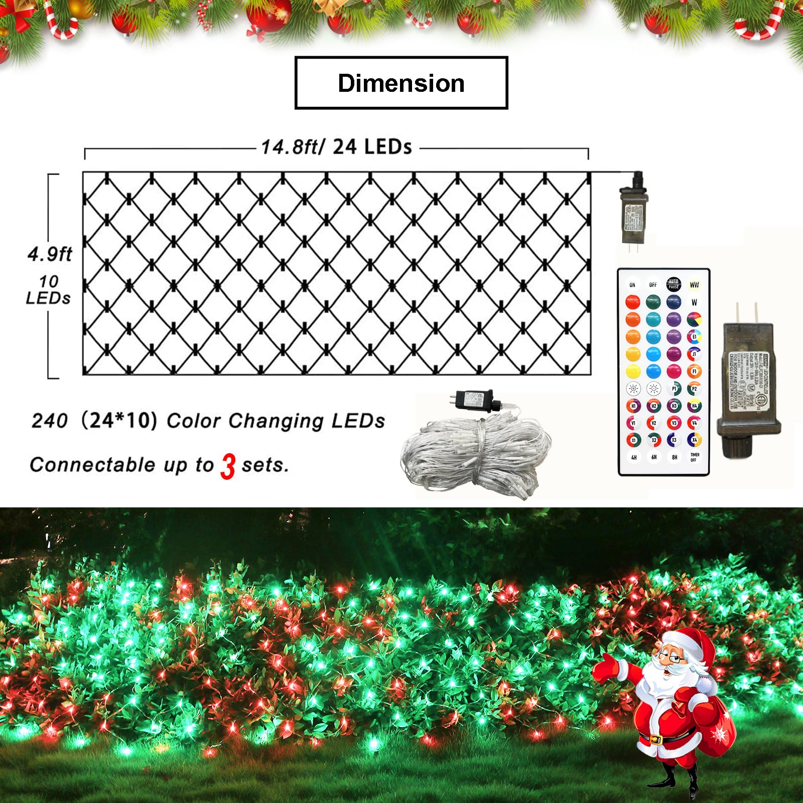 Lovelite IP44 waterproof net lights suitable for outdoor weather.