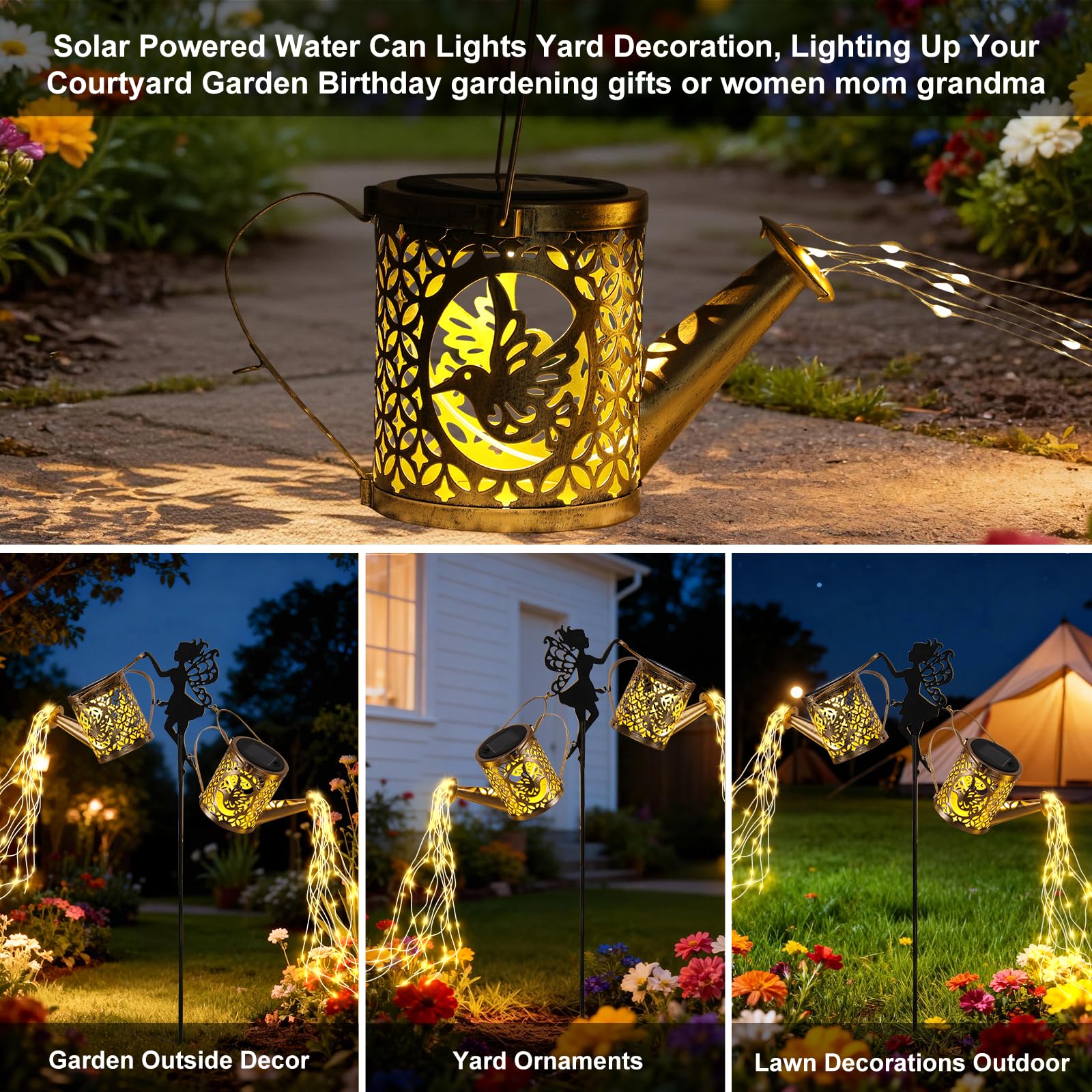 LOVERUIS adjustable fairy shepherd hook positions lights at different heights for ambiance.