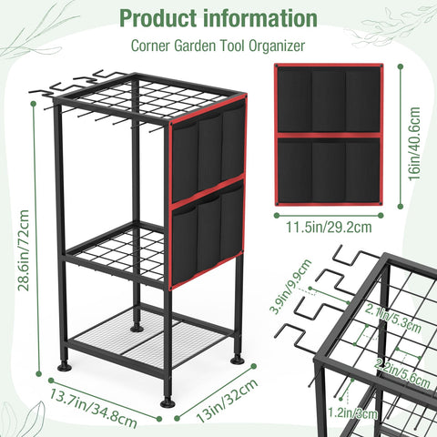 Lovind Garden Tool Organizer long-handled slots keep rakes and shovels neatly aligned.