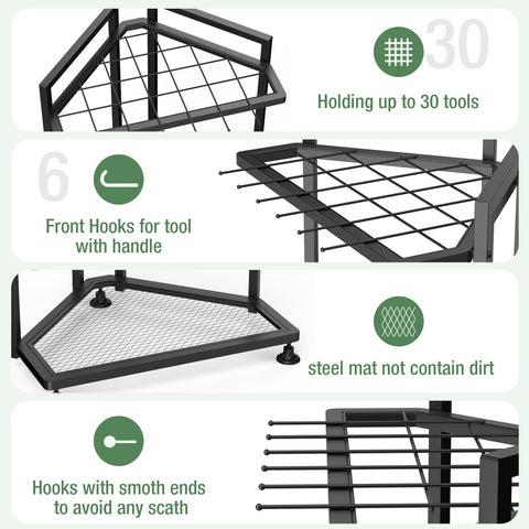 Lovind tool rack for garage or shed with side pocket for tall tools