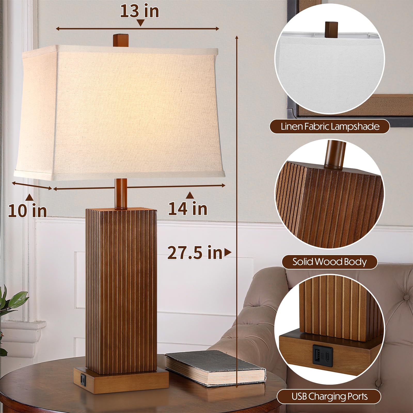 Lovlast lamp base with USB and Type-C ports for convenient device charging.