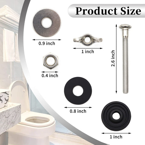 Lovppy rubber washers seal the tank-to-bowl connection to prevent leakage.