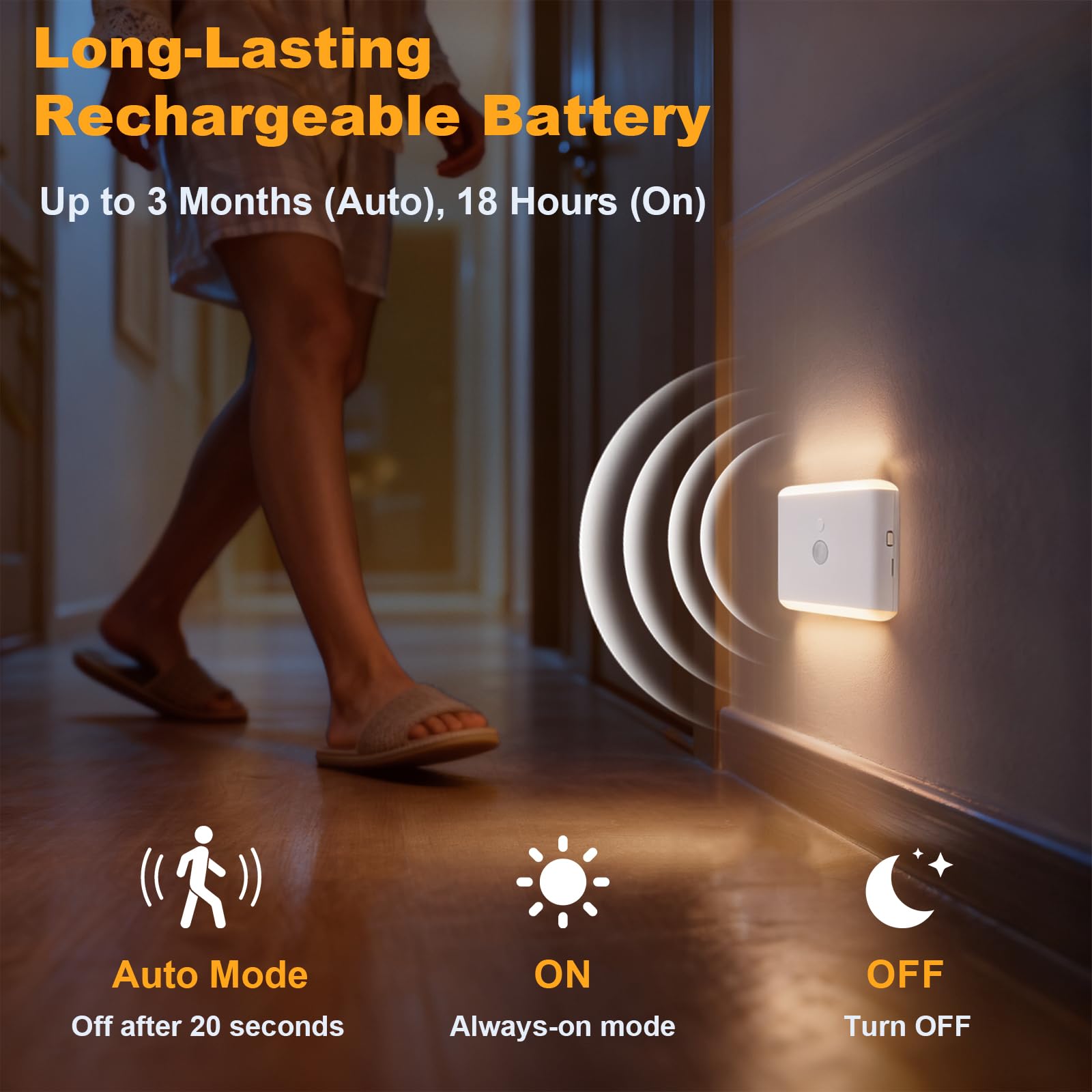 LOYAAUY warm light mode delivers cozy 3000K glow for bedrooms.