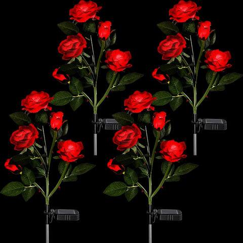 LOYIM 4-pack rose light demonstrates easy ground installation for garden decor.