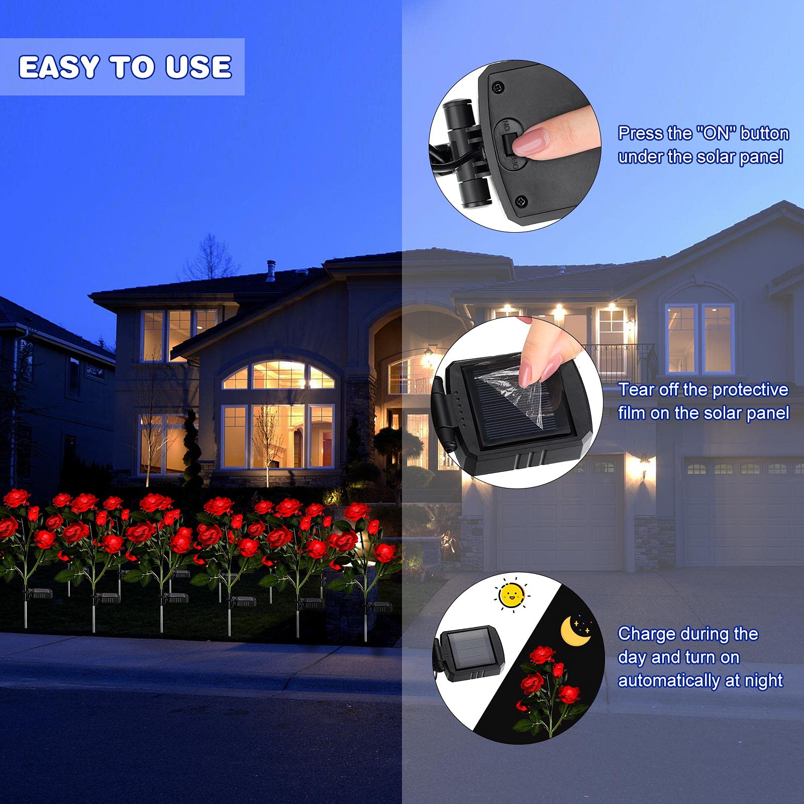 LOYIM rose lights are simple to install and relocate without tools.