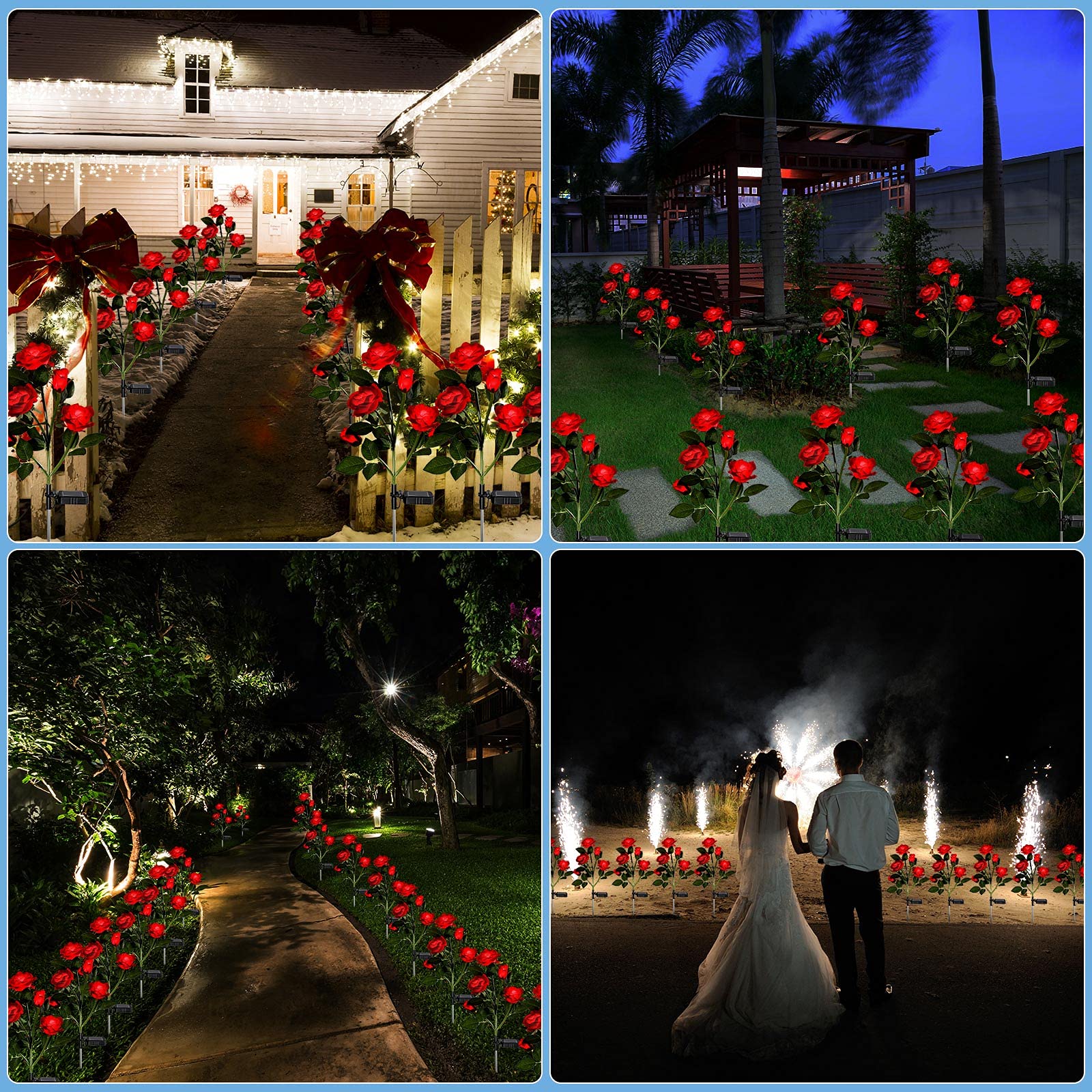 LOYIM decorative solar roses brighten patios and fences for curb appeal.
