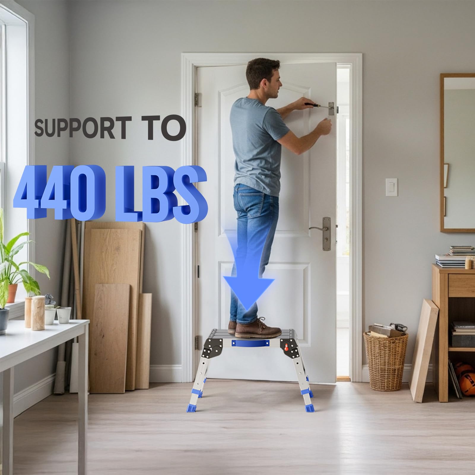 Loyoda adjustable-height step stool shows three levels for versatile reach.