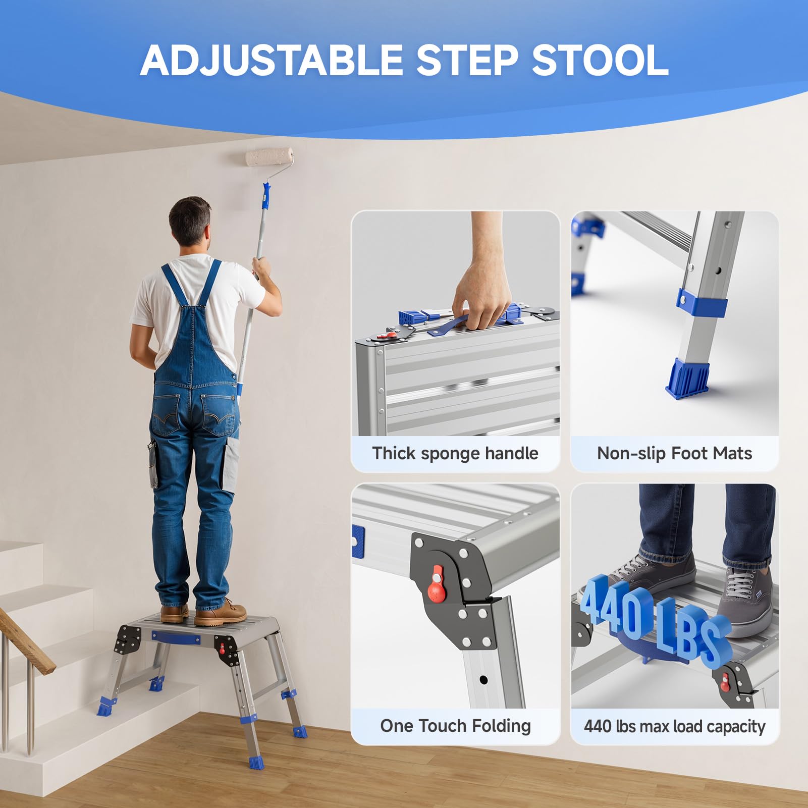 Loyoda foldable work platform with independent legs ensures stable setup anywhere.