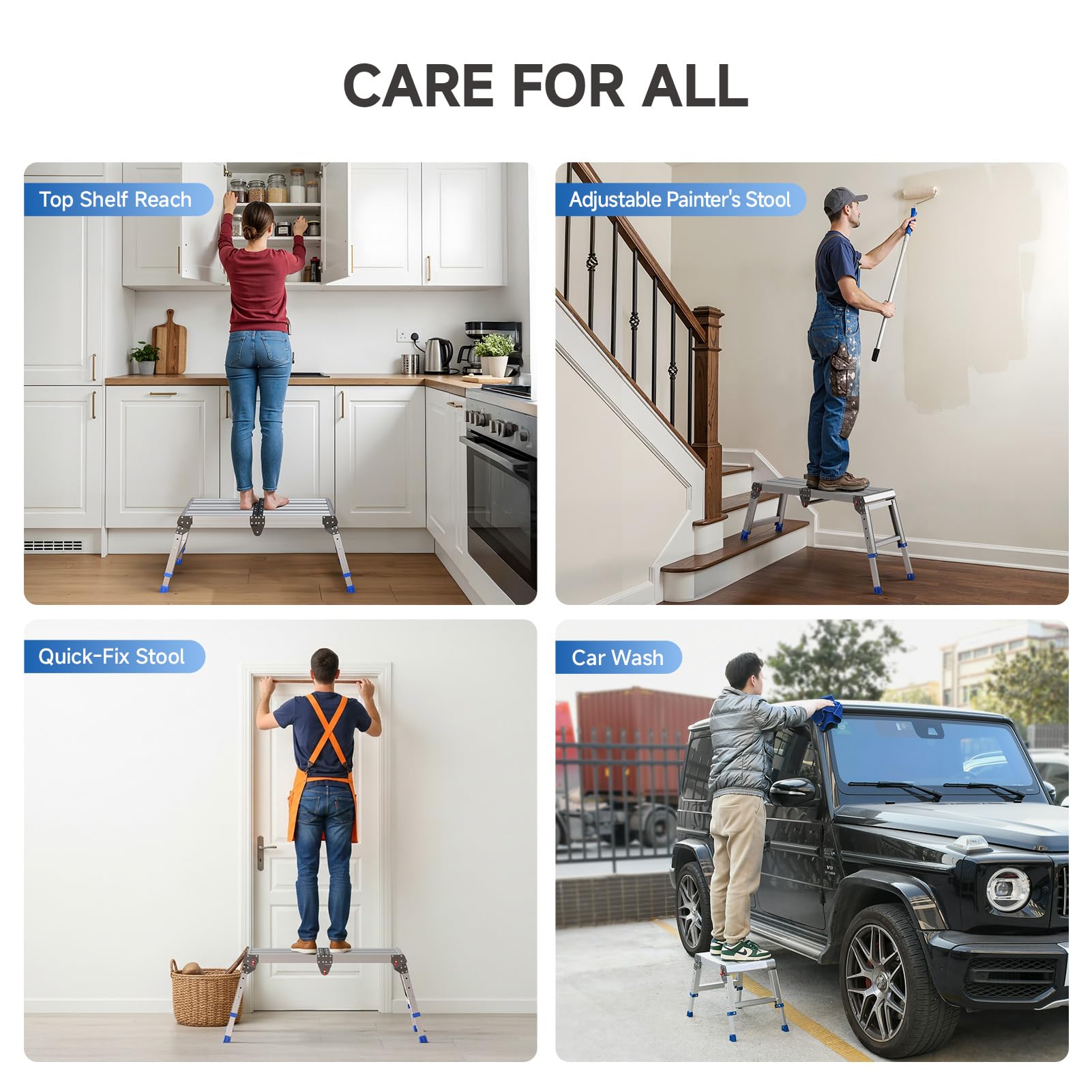 Loyoda portable platform saves space when folded for easy storage.