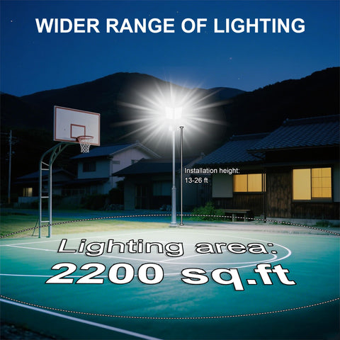 Loyoele solar street light provides 240-degree coverage for even illumination.