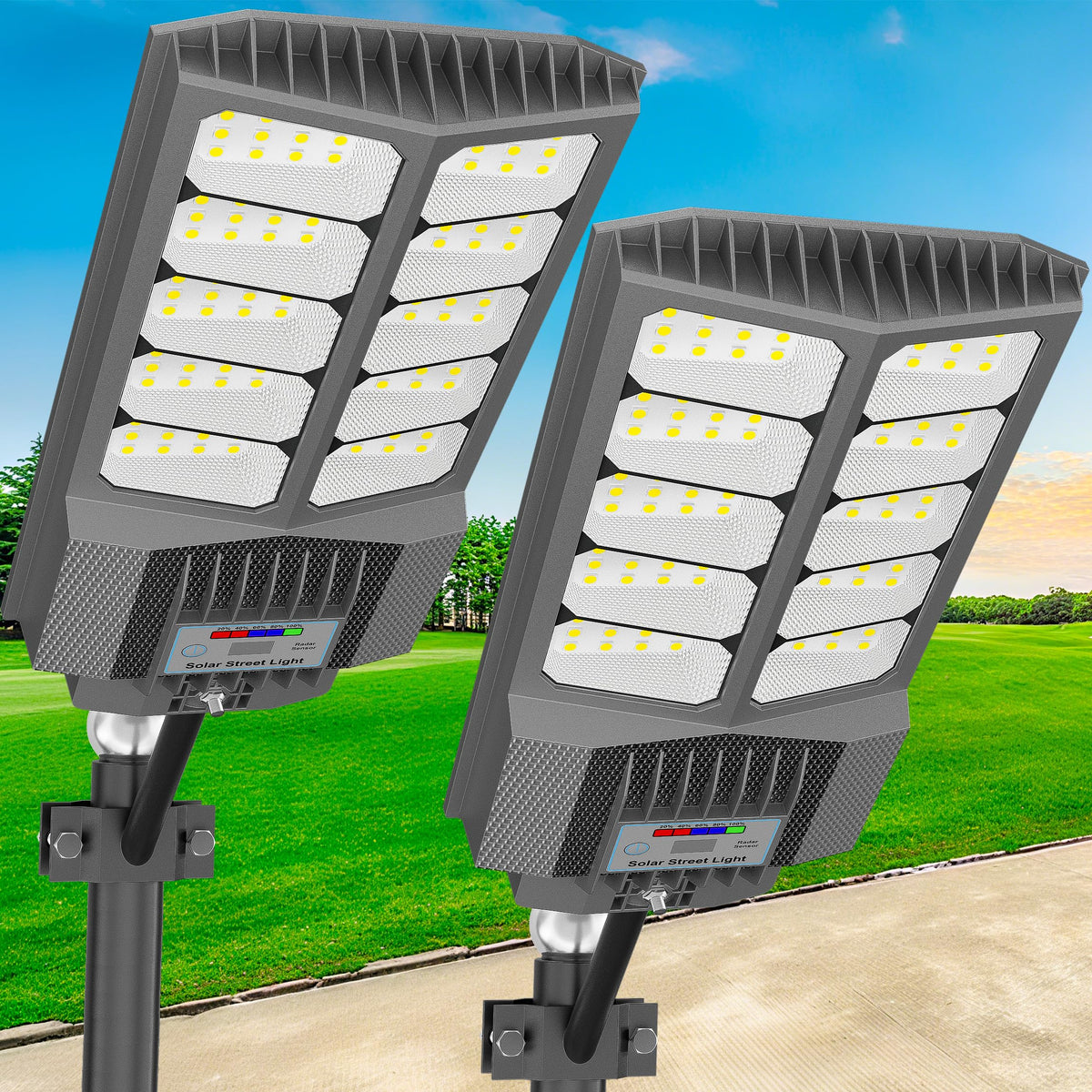 Loyoele solar street light with pole mount offers sturdy outdoor installation for yards.