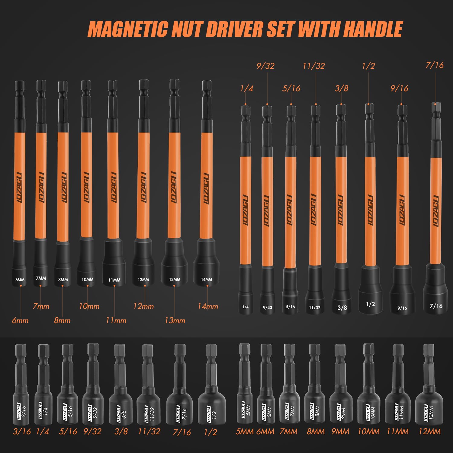 LOZAGU nut driver with magnet inside helps hold nuts steady during tightening.