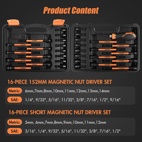 LOZAGU metric-sized nut drivers for precise fits with metric fasteners.