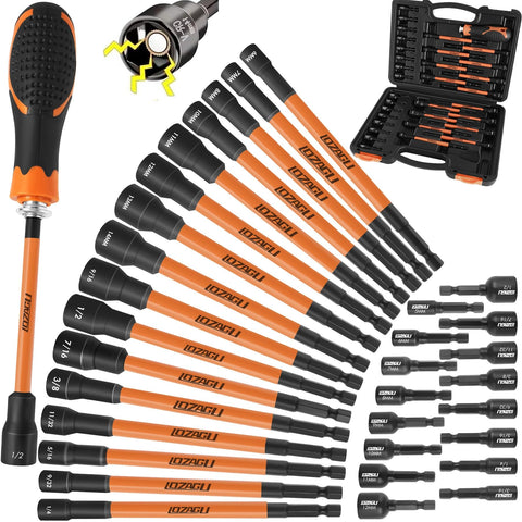 LOZAGU nut driver set long-handle 6in for tight spaces and secure grip.