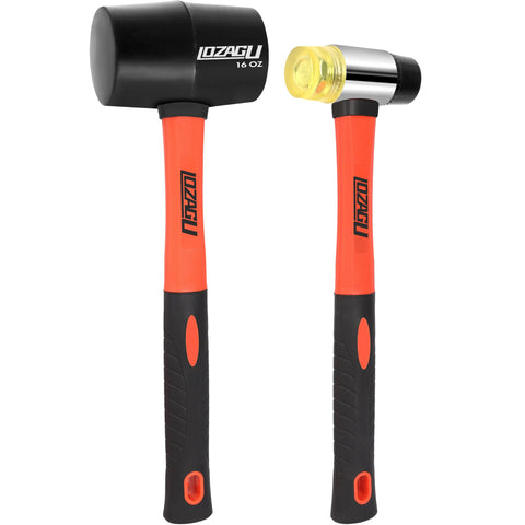 LOZAGU rubber mallet 16oz head for precise tapping without surface damage.