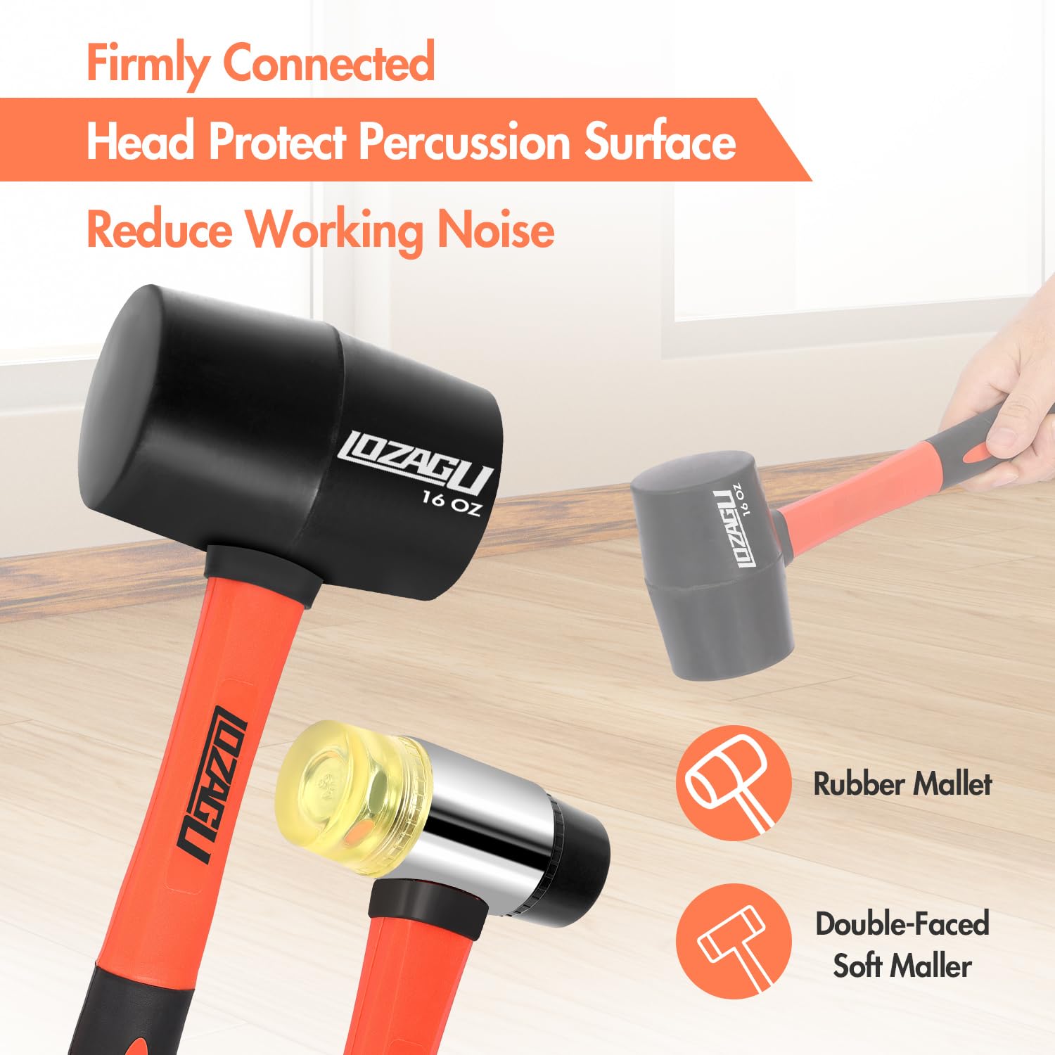 LOZAGU 35mm double-faced soft mallet safeguards tiles and veneers