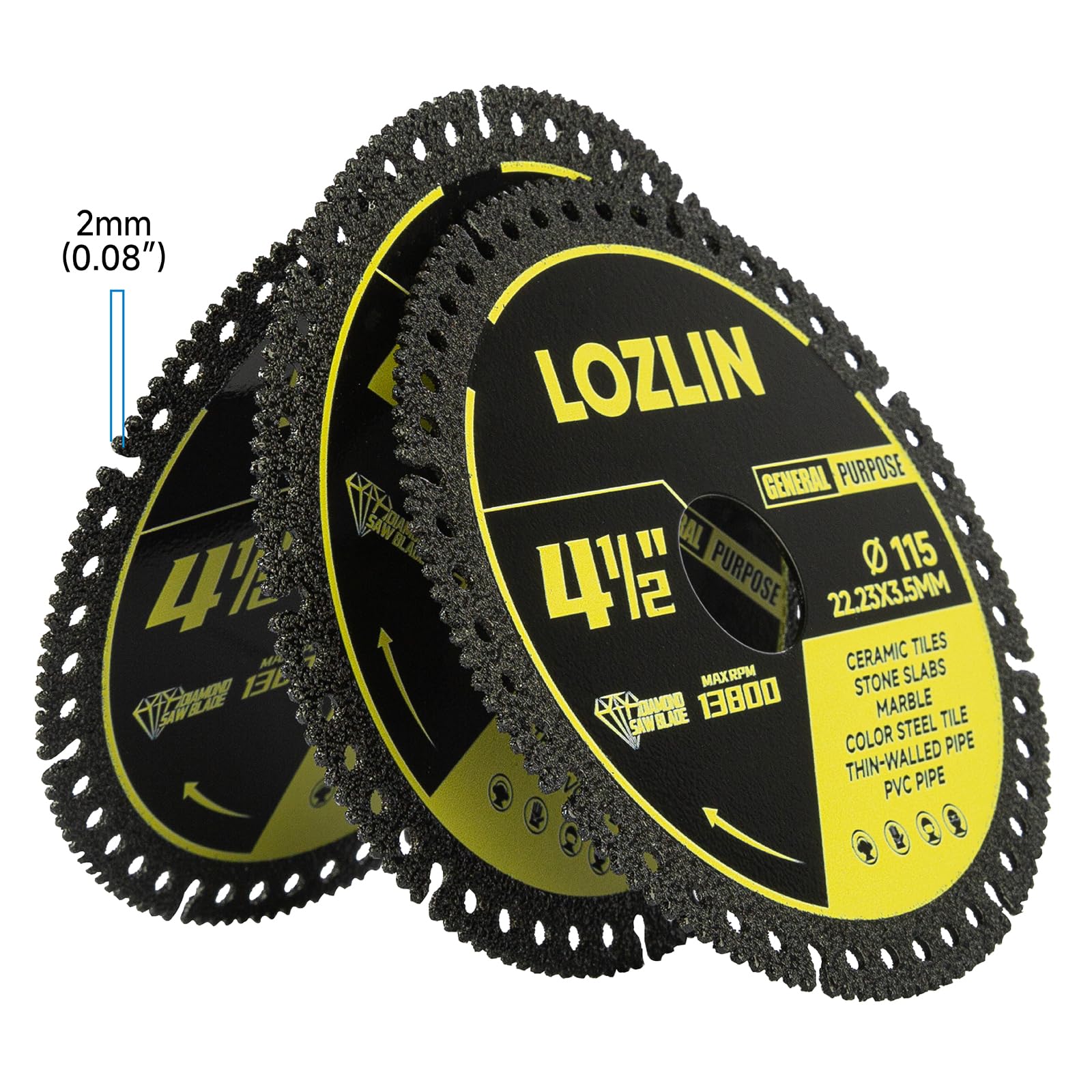LOZLIN 115mm diamond blade for color steel tile enables accurate tile work.