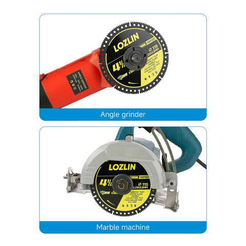 LOZLIN 115mm diamond blade for metal cutting fits standard gear and materials.